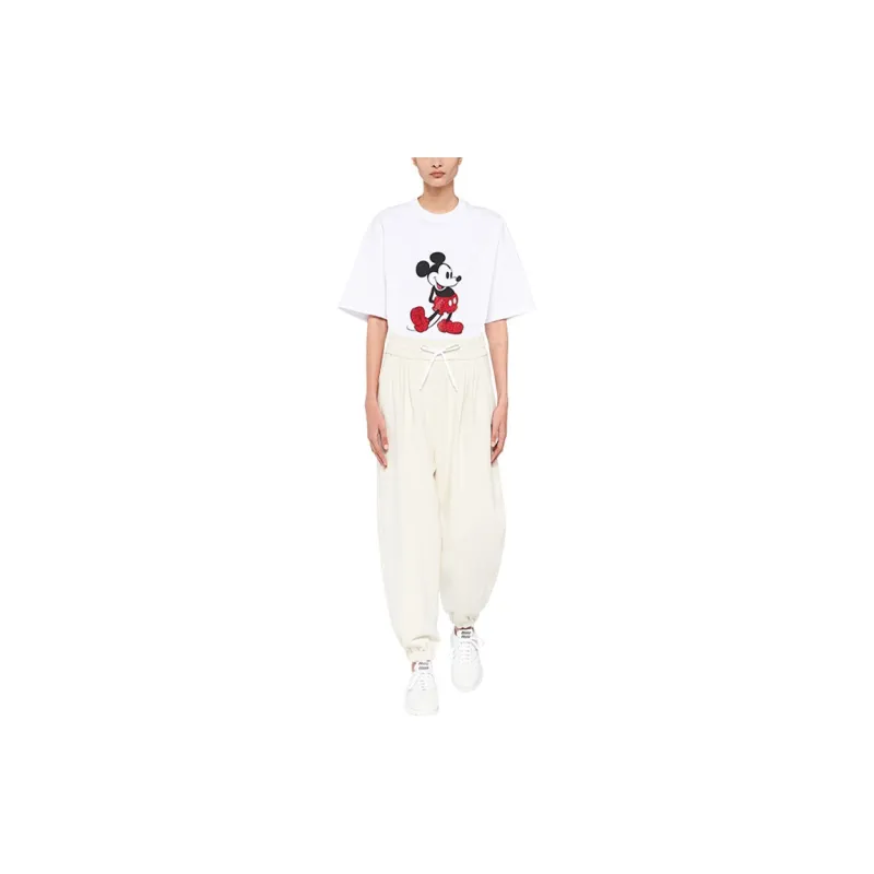 MIU MIU Drop Shoulder Sleeve T Shirt Women's White-1