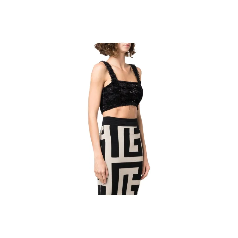 BALMAIN Sequin Knitted Crop Top-3