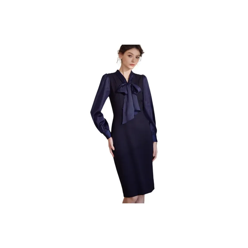 ROEYSHOUSE Long Sleeved Dresses Women's Dark Blue-4