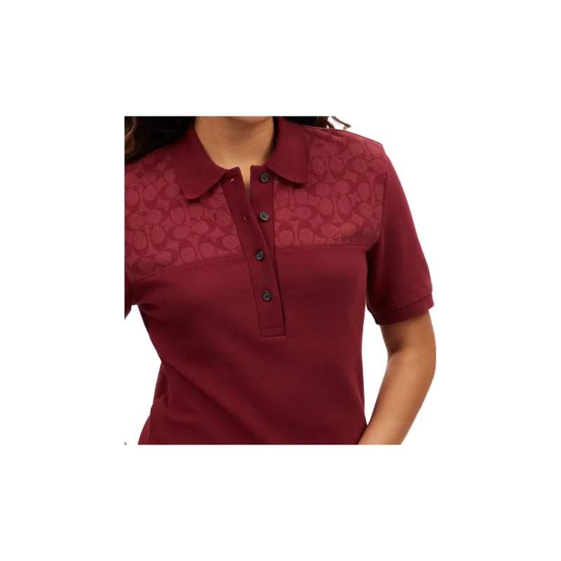 COACH Short Sleeved Dress Women's Berry Red-3