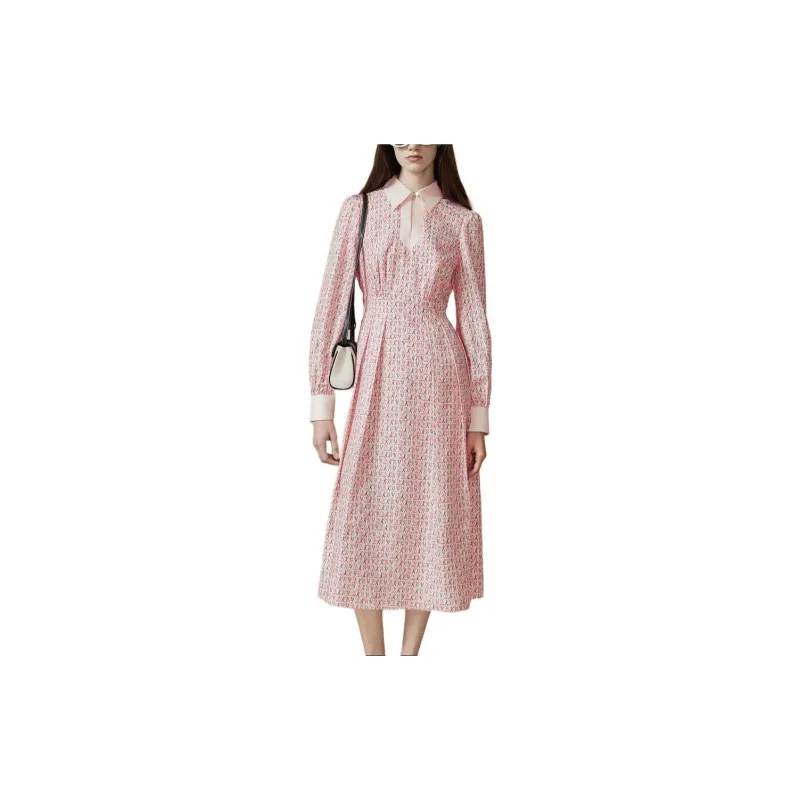 DKNY Long Sleeved Dress Women's Pink-1
