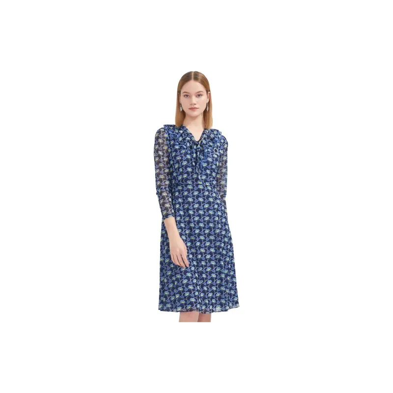 JZ. ANNAKRO Long Sleeved Dresses Women's Flower Lake Blue-8