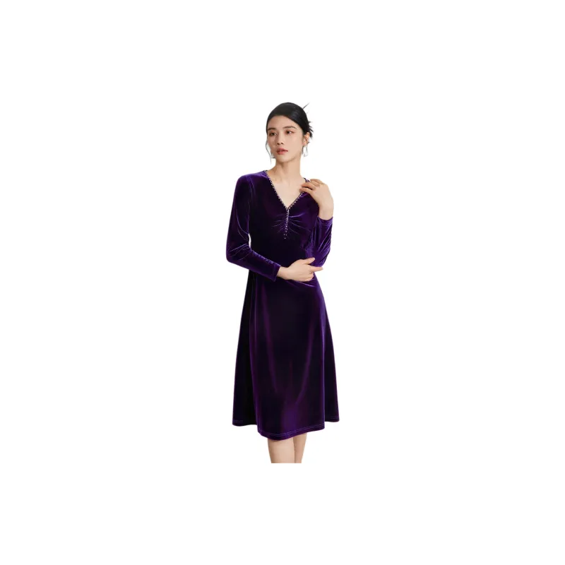 BBLLUUEE Long Sleeved Dress Women's Purple Bamboo-3