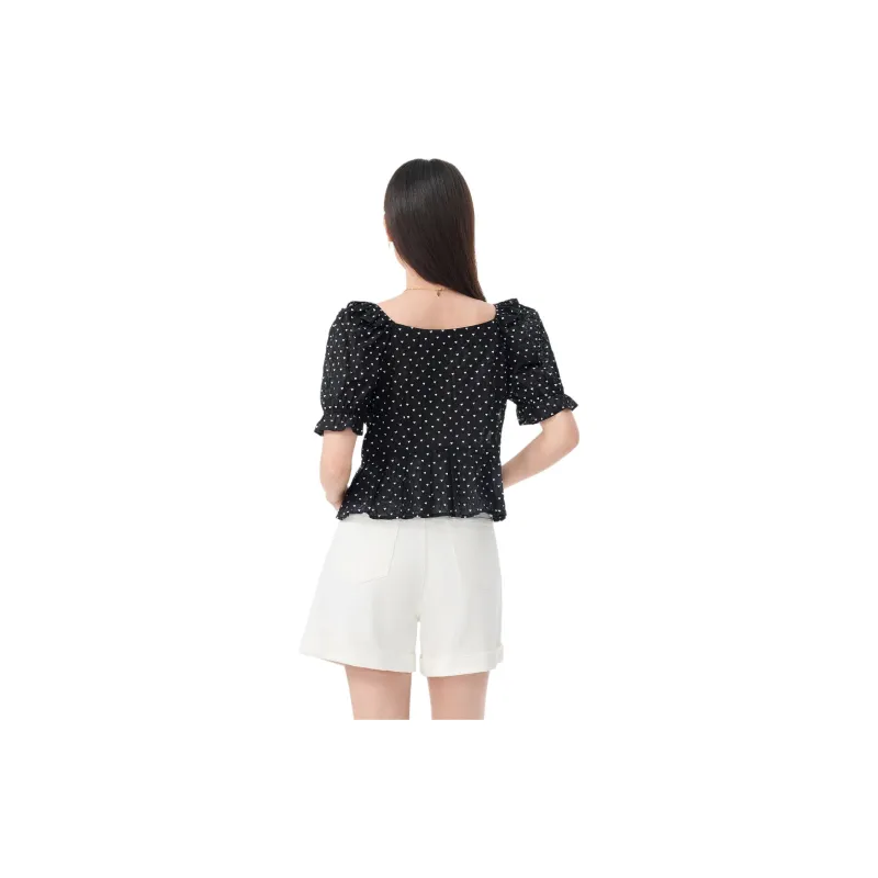 EICHITOO Chiffon Shirts Women's Black Pattern-1