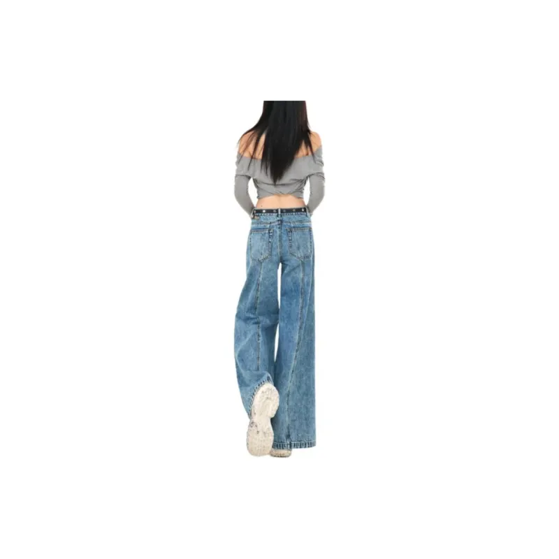 YINLEI Jeans Women's Snowflake Blue-2