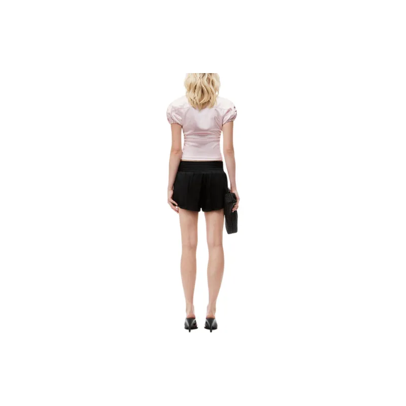 Alexander Wang Wide Elastic Mini Shorts Black-2