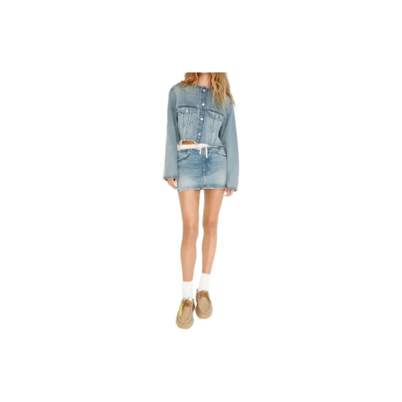 ZARA Denim Short Skirts Women's Blue-2