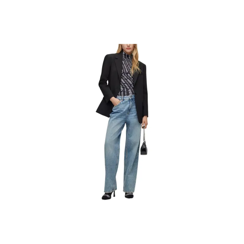 HUGO BOSS Relaxed-Fit Jeans In Blue Rigid Denim Jeans Women's Light Blue-1