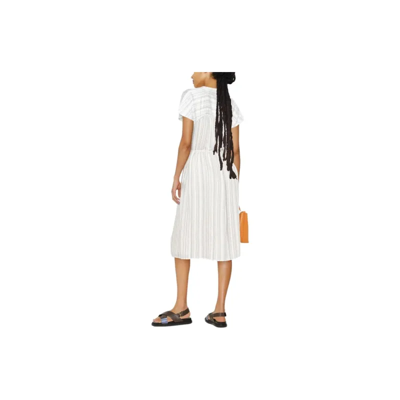 VINCE Drapey Stripe Shirred Dress-3