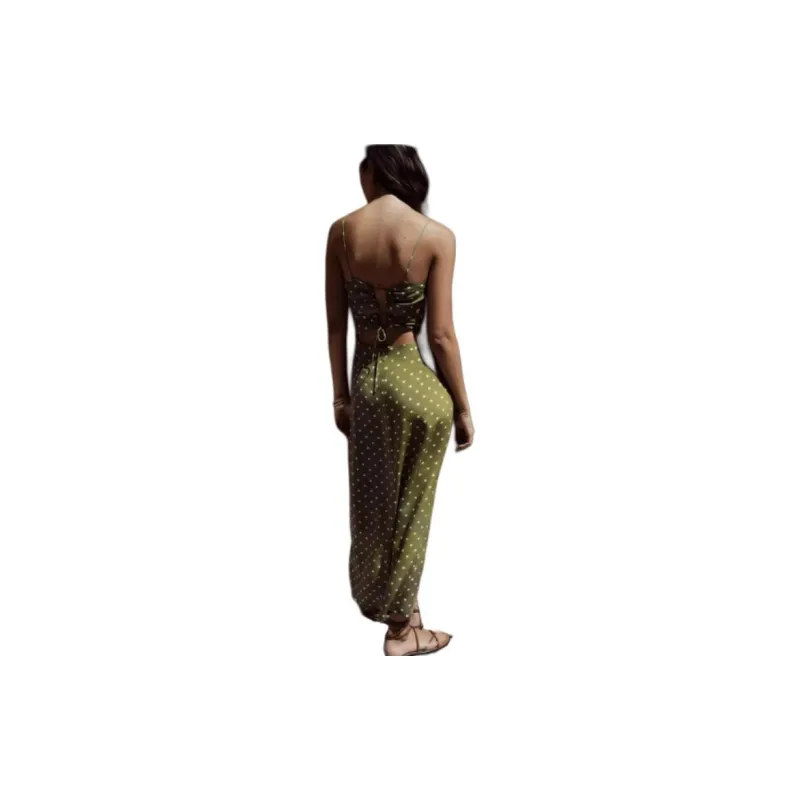 ZARA Slip Dresses Women's Green-2