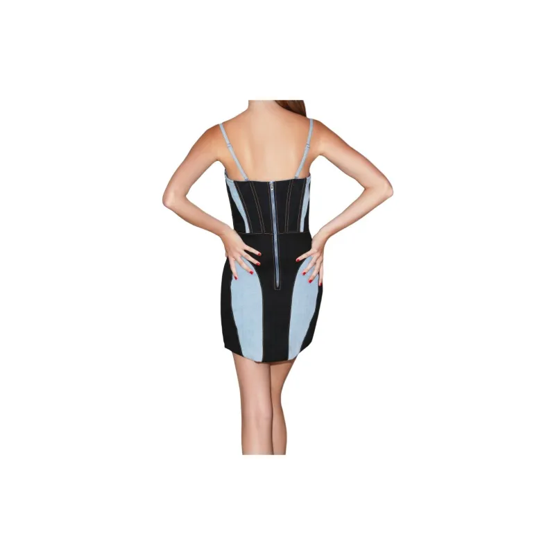 Fleur Du Mal Two tone Denim Bustier Dress-2
