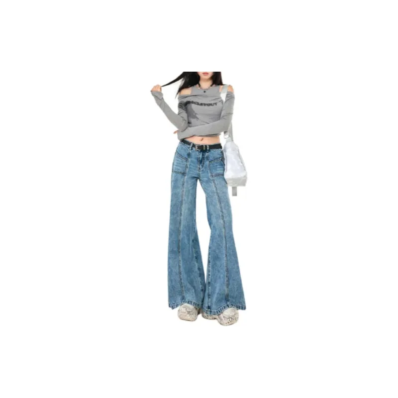 YINLEI Jeans Women's Snowflake Blue-5