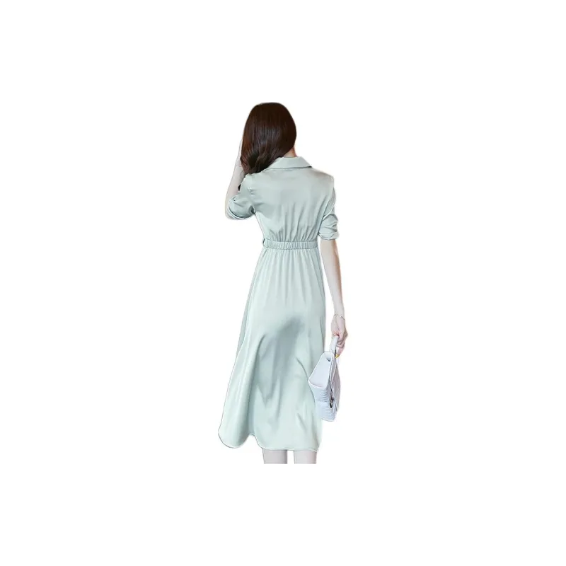 Mo Han Yi Mei Short Sleeved Dresses Women's Pea Green-1