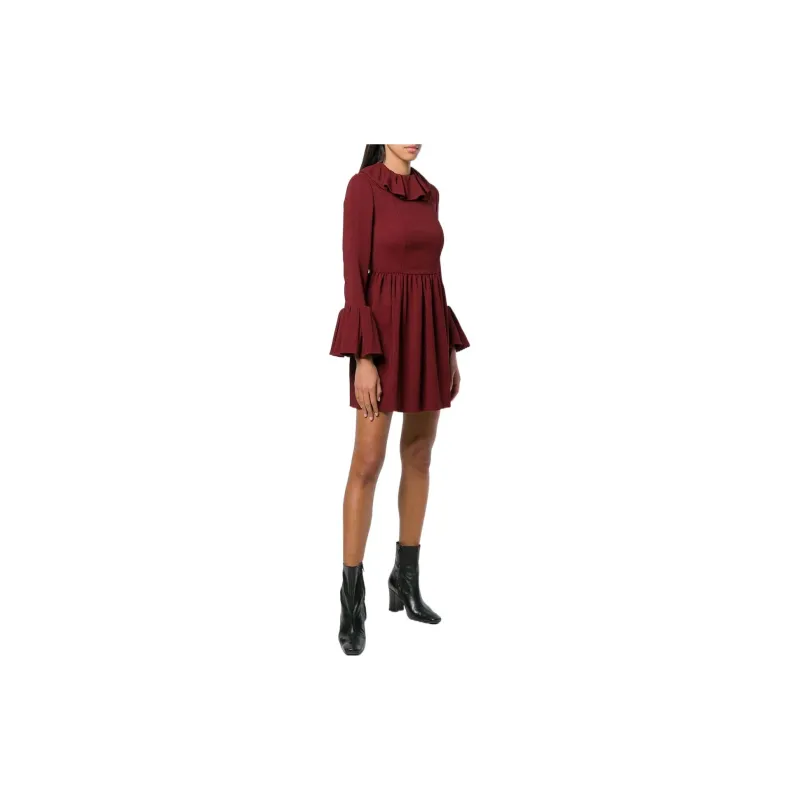 Valentino SS22 Long Sleeved Dress Women's Red-1