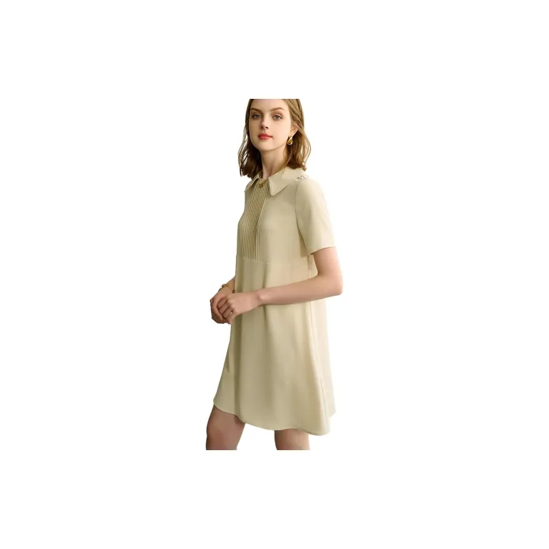 Famanxuan Short Sleeved Dress Women's Apricot-1