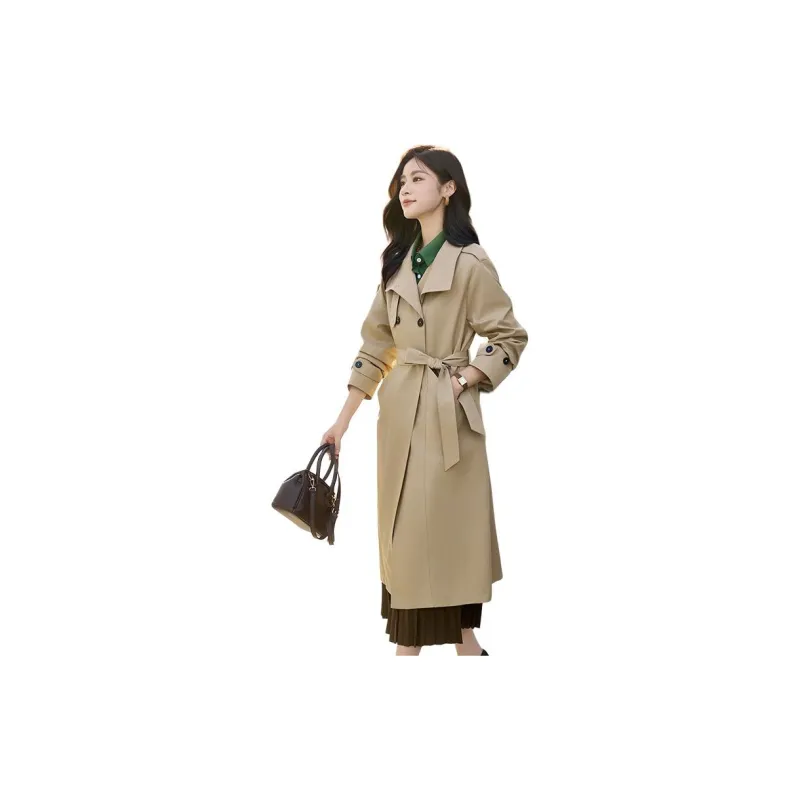 Yi Mengyuan Mid Length Trench Coat Women's Khaki-4