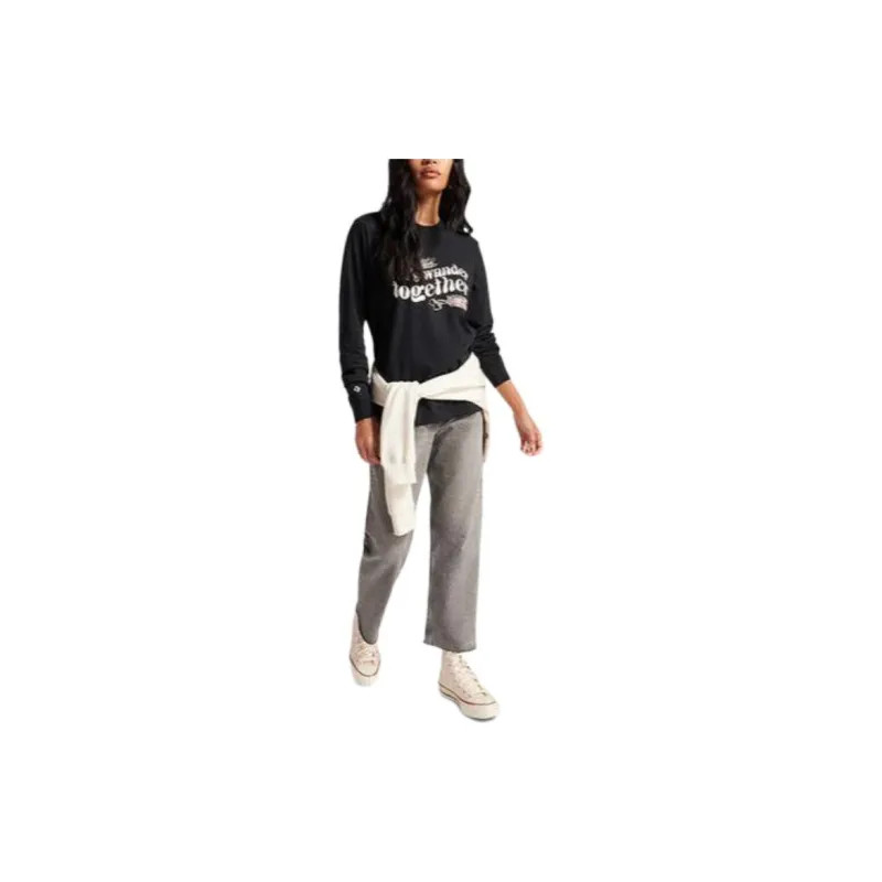 Converse Let's Wander Together Long Sleeve T-Shirt T-Shirt Women's Black-1
