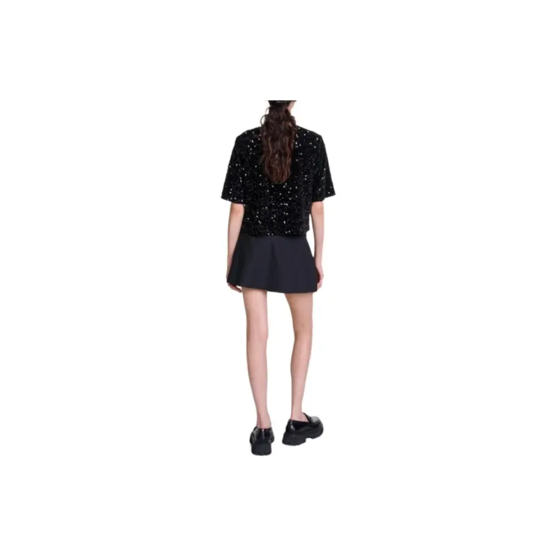 Maje Sequinned Velvet Top-2