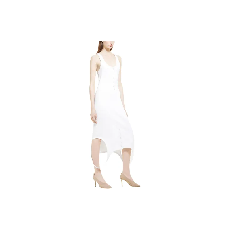 COURREGES Reversed Rib Knit Long Dress 'Heritage White'-3