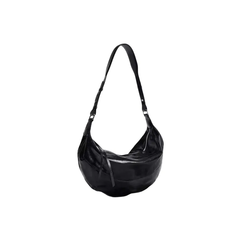 ZARA Polyurethane Shoulder Bag Small Size Women's Black-1