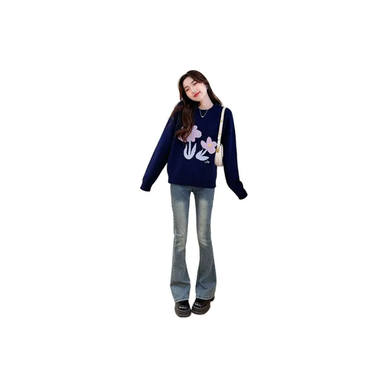 Tonlion Sweater Women's Navy Blue-5
