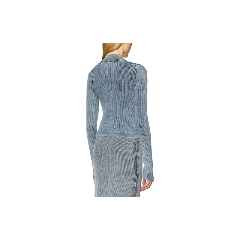 DIESEL Anafi Ribbed Zip Cardigan 'Blue'-2