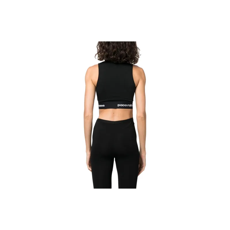 Paco Rabanne Logo Detailed Sleeveless Sports Bra-2