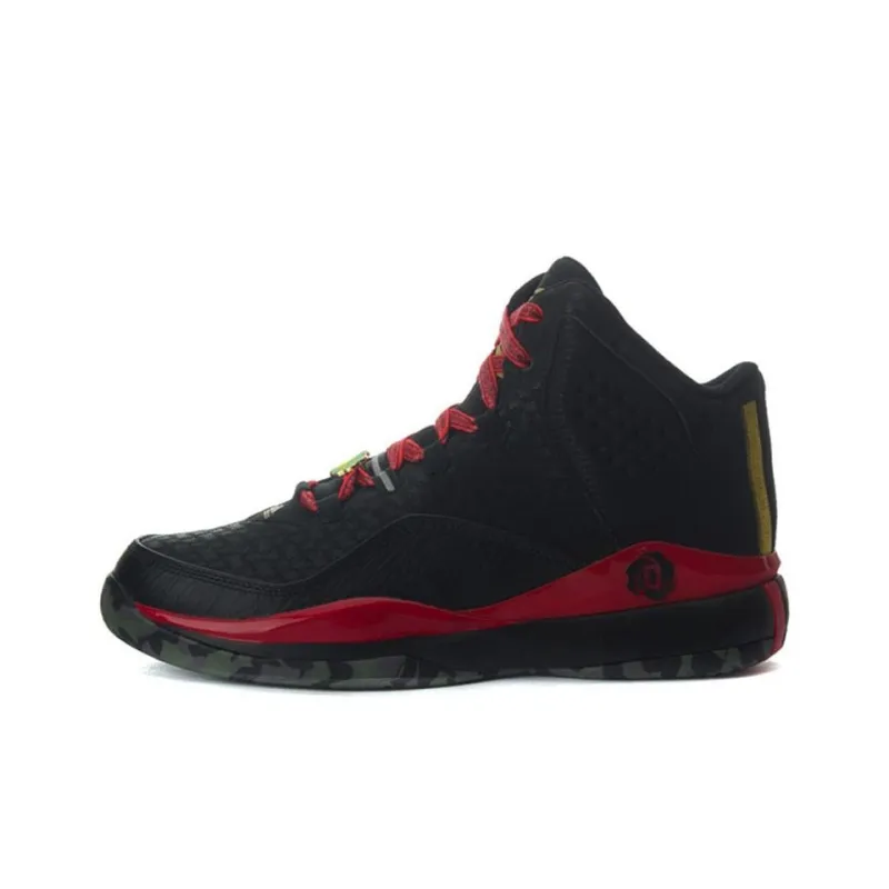 Adidas Wear-Resistant High-Top Basketball Shoes Men's Black Red-0