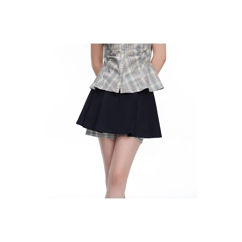 NTOT Casual Short Skirts Women's Navy Blue-2