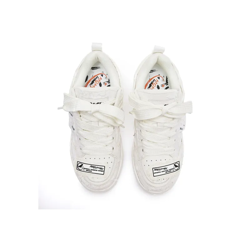 JIPOSEN Wrecking Patch Collection Low Top Skateboard Shoes Unisex White-3
