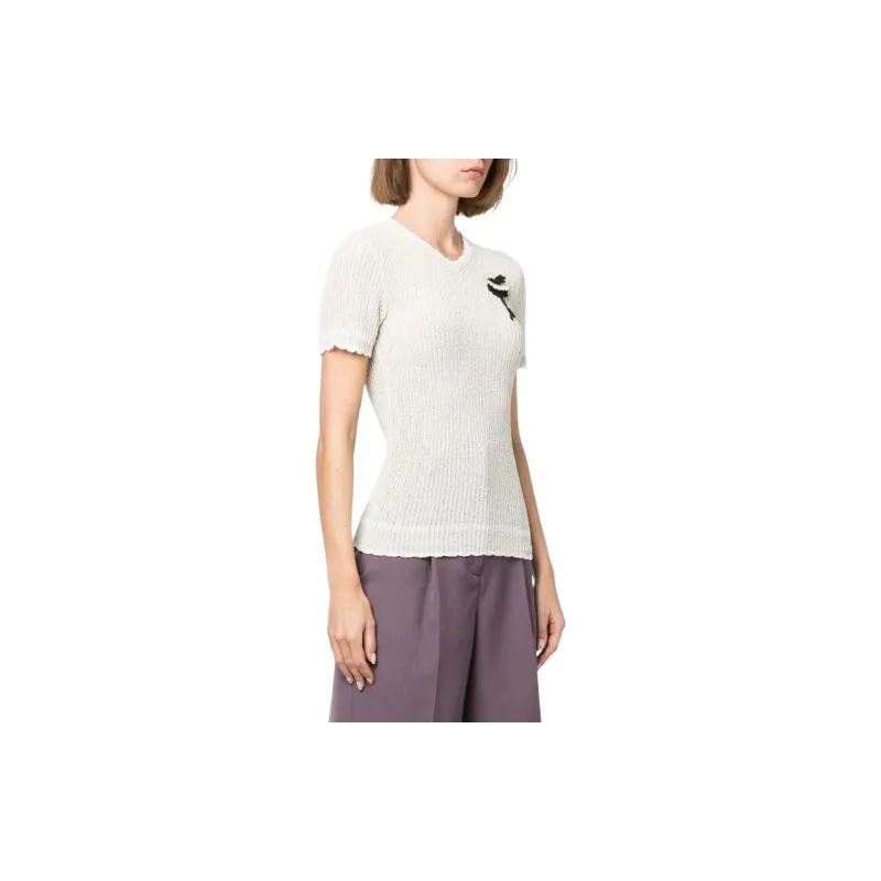 Maison Margiela Floral-appliqué Ribbed Top-2