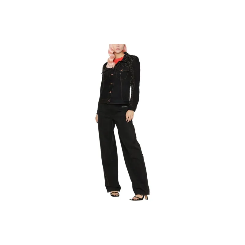 Marine Serre Moon Denim Semi Fitted Jacket 'Black'-4