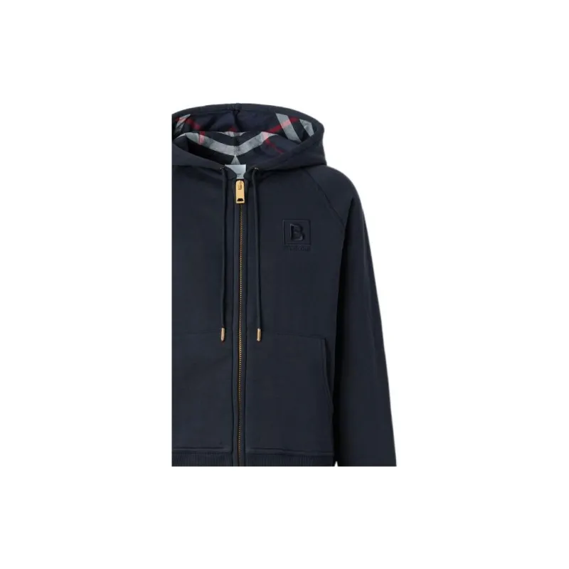 Burberry Women's Letter Graphic Cotton Blend Zip Hoodie Navy-7