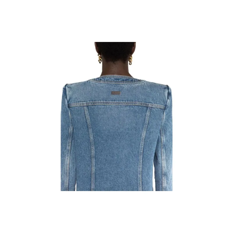 BALMAIN Denim Jackets Women's Blue-5