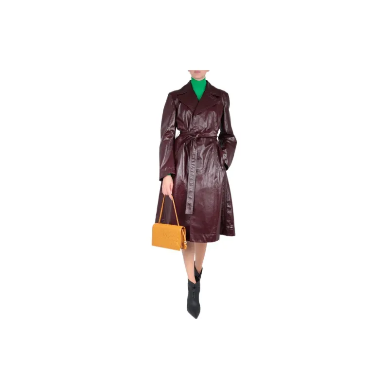 Bottega Veneta Leather Jackets Women's Burgundy-2