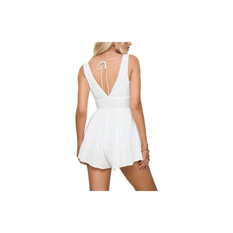 PRINCESS POLLY HLACYON ROMPER Bodysuits Women's White/White-1
