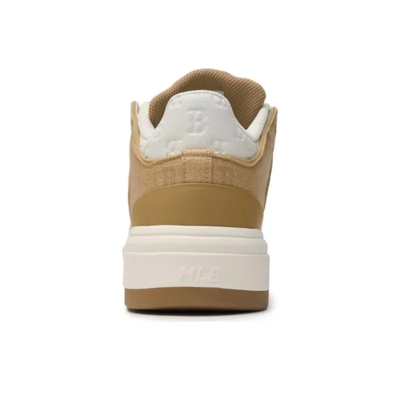 MLB Chunky Liner Anti Slip Wear Resistant Low Top Skateboard Shoes Unisex White Yellow-4