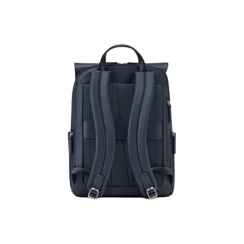 SAMSONITE Fabric Cow Leather Patchwork Backpack Women's Navy Blue-3