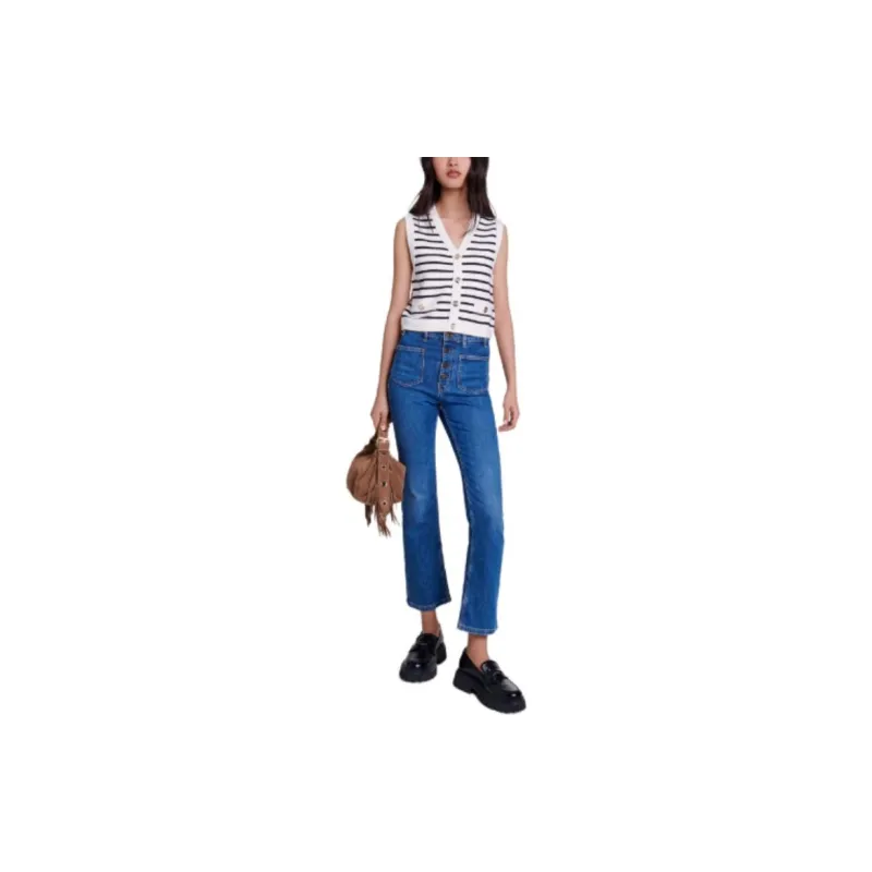 Maje Sleeveless Striped Cardigan-1