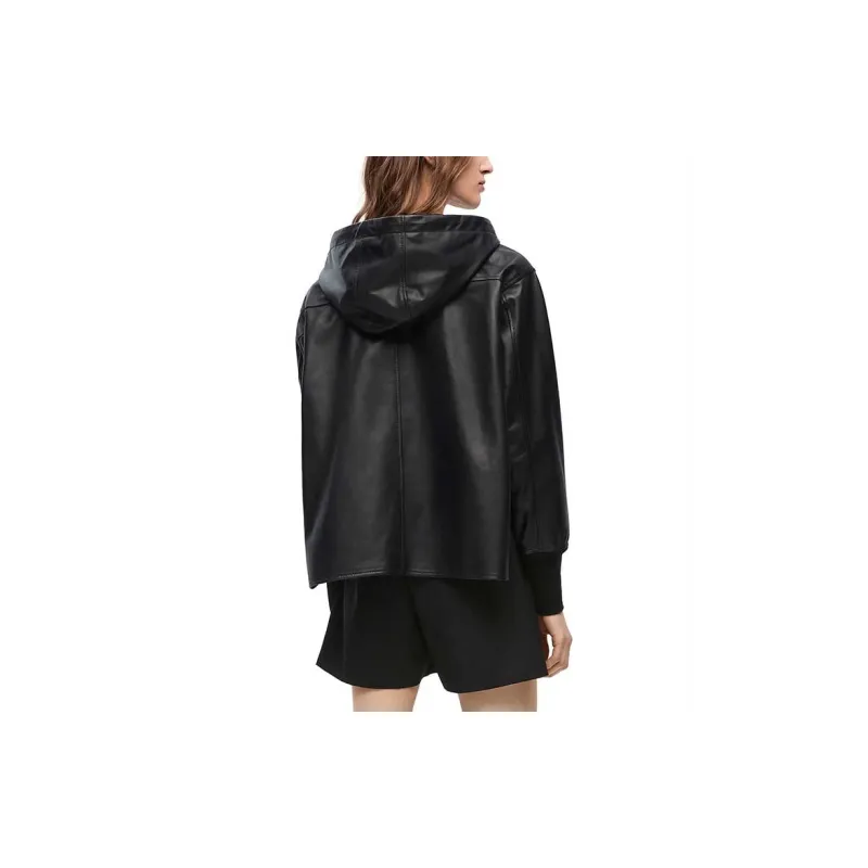 LOEWE Hooded Jacket In Nappa Lambskin Black-2