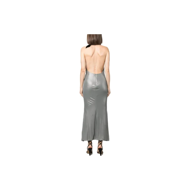 Alessandra Rich Halterneck Open-Back Maxi Dress-2