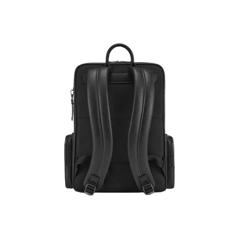 SAMSONITE Cow Leather Backpack Men's Black-3