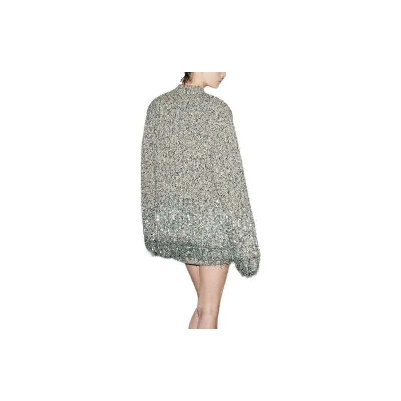 GUCCI Thick Ribbed Wool Cardigan Knitwear Women's Green-3