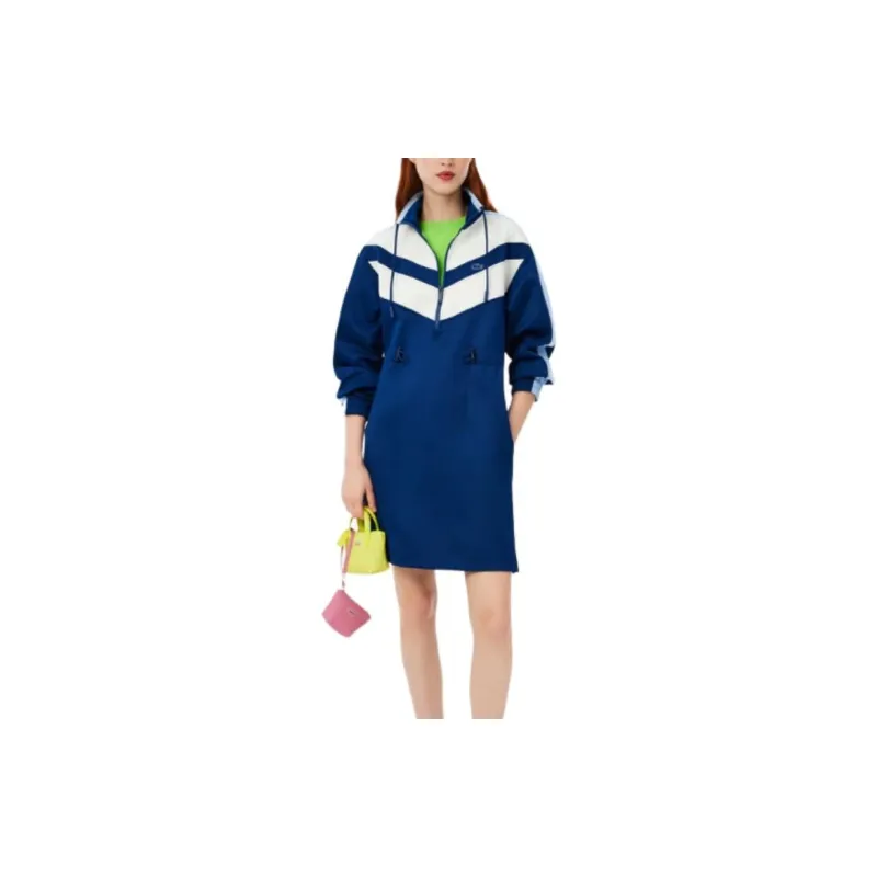 LACOSTE Colour-block Sweatshirt Dress-2