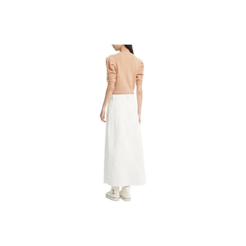 FRAME The Midaxi Frayed Edge Denim Midi Skirt-2