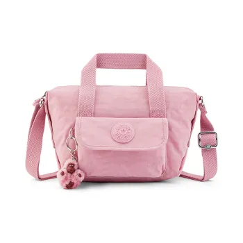 Kipling Polyamide, Travel Commute One Shoulder Handbag Small Size Unisex Soft Pink/Dark Gray