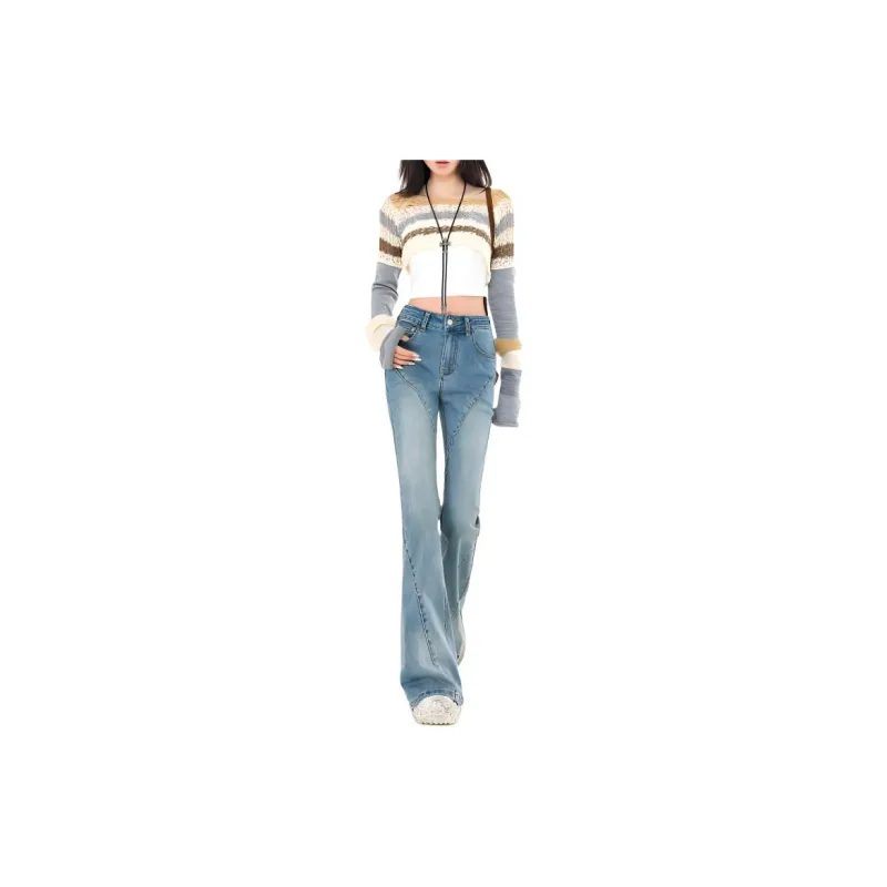 YINLEI Jeans Women's Vintage Blue-1
