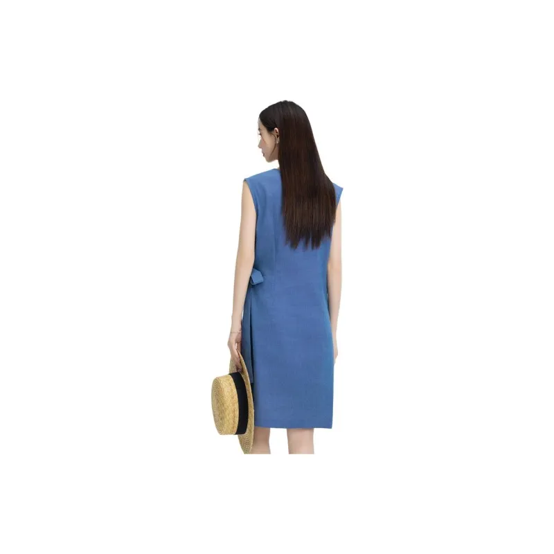 HUASJ Sleeveless Dress Women's Dark Blue-4