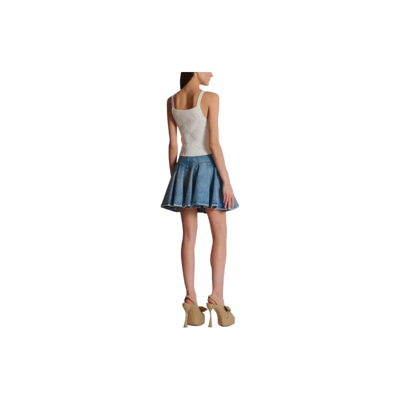 BALMAIN Vichy gingham Knit Tank Top-2