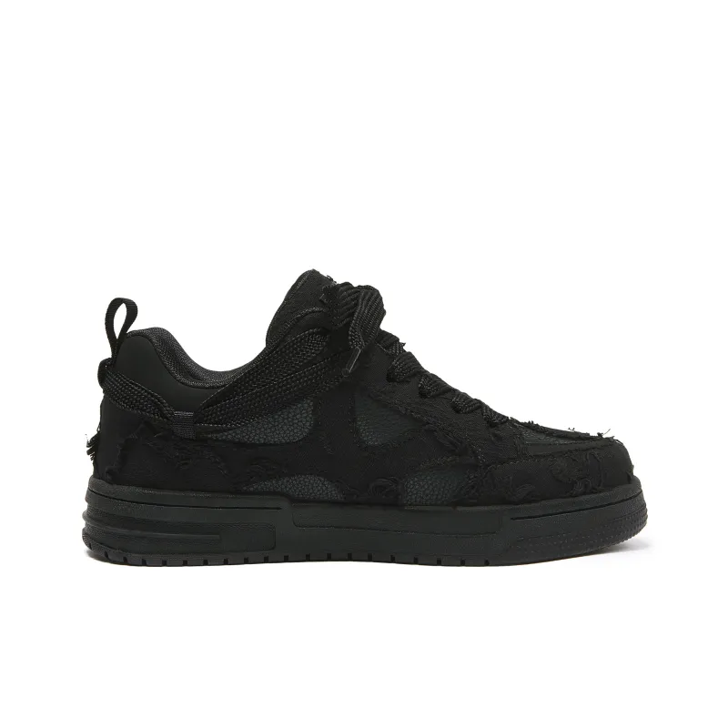 JIPOSEN Wrecking Patch Collection Low Top Classic And Versatile Skateboard Shoes Trend Unisex Black-3